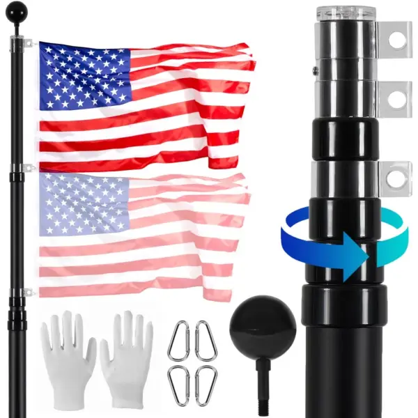 VEVOR 25FT Telescoping Flag pole Kit Black 25 ft product image 1