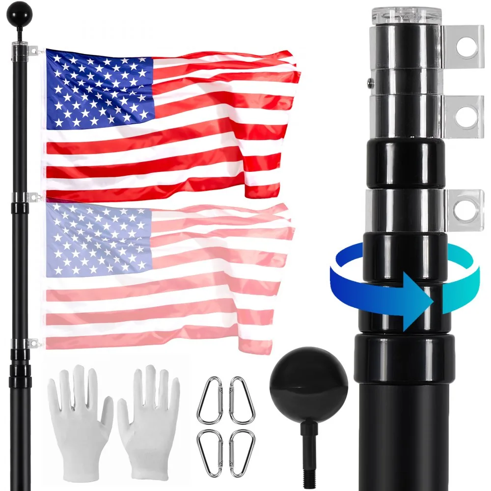VEVOR 25FT Telescoping Flag pole Kit Black 25 ft product image 1