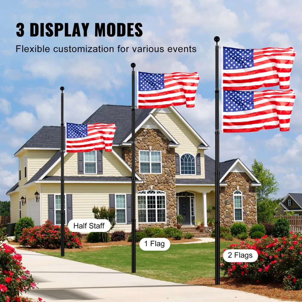 VEVOR 25FT Telescoping Flag pole Kit Black 25 ft product image 4