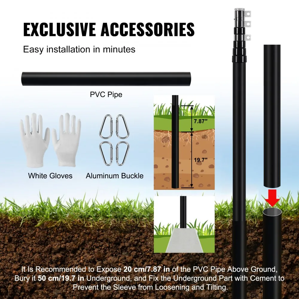 VEVOR 25FT Telescoping Flag pole Kit Black 25 ft product image 5