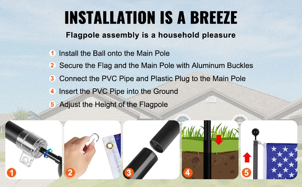 VEVOR 25FT Telescoping Flag pole Kit Black 25 ft feature 3