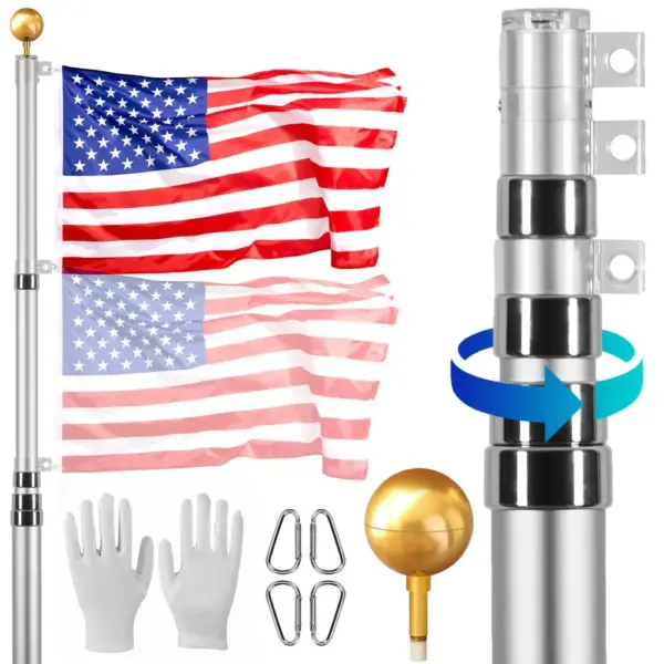 VEVOR 25FT Telescoping Flag pole Kit Silver 25 ft product image 1