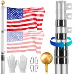VEVOR 30FT Telescoping Flag pole Kit Silver 30 ft product image 1