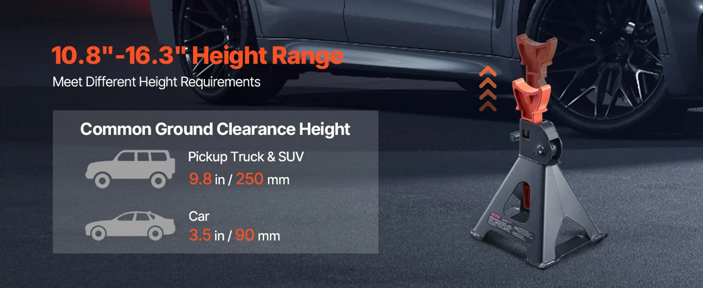 VEVOR Jack Stands 3T One Lock Easy Height Adjustment