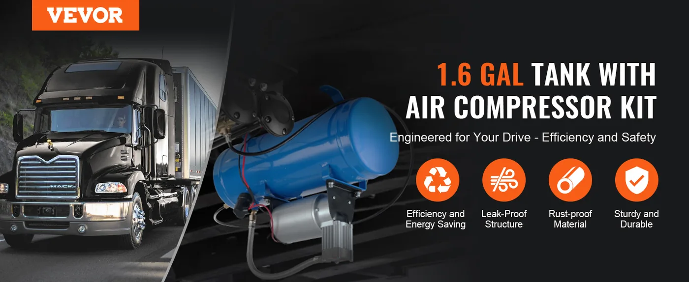 VEVOR 12V Air Compressor with Tank 1.6 Gallon/6 L overview