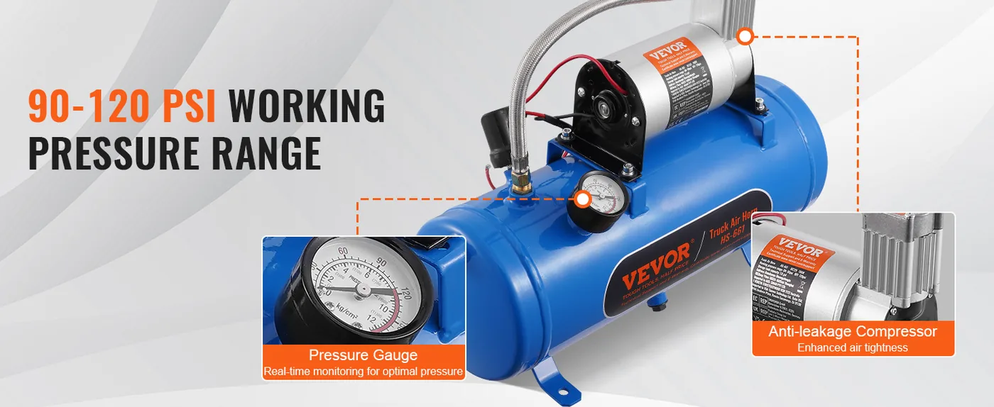 VEVOR 12V Air Compressor with Tank 1.6 Gallon/6 L feature 1