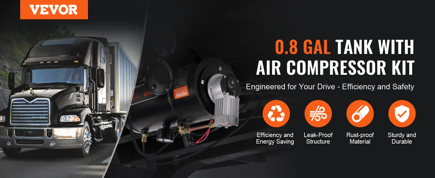 VEVOR 12V Air Compressor with Tank 0.8 Gallon/3 L overview