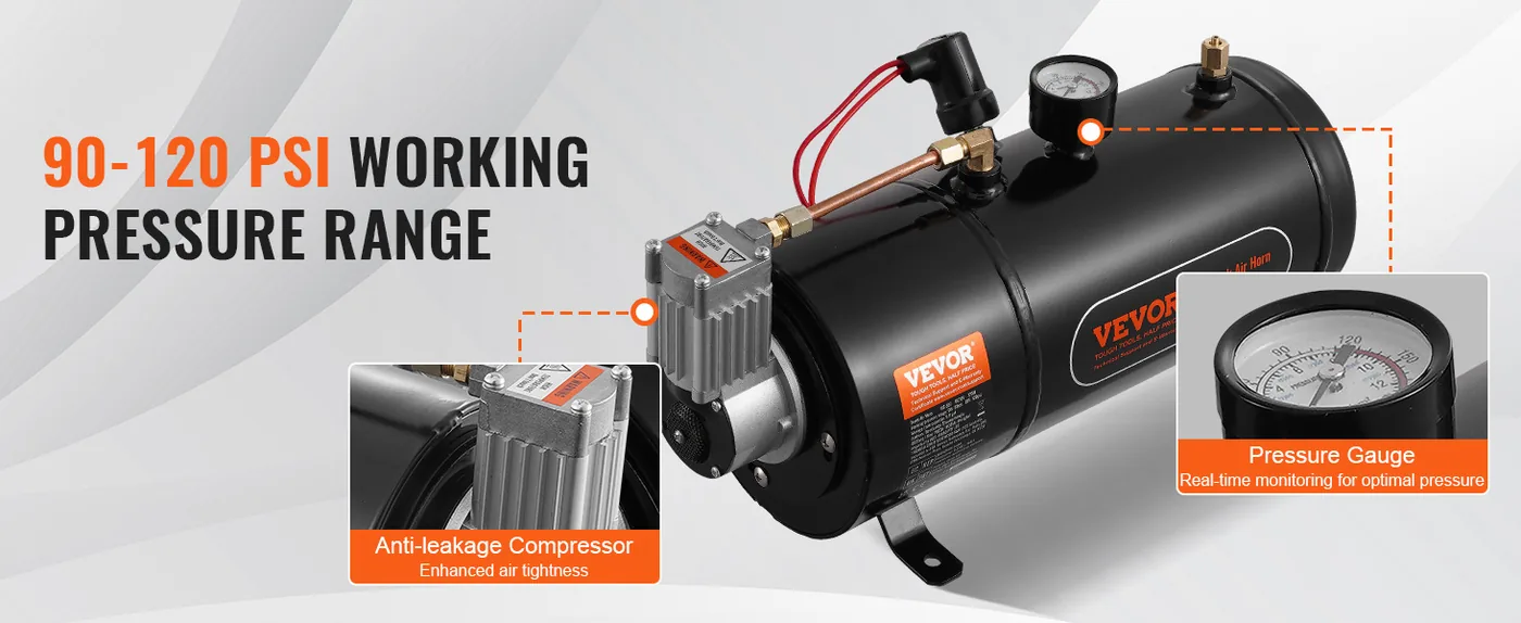 VEVOR 12V Air Compressor with Tank 0.8 Gallon/3 L feature 1