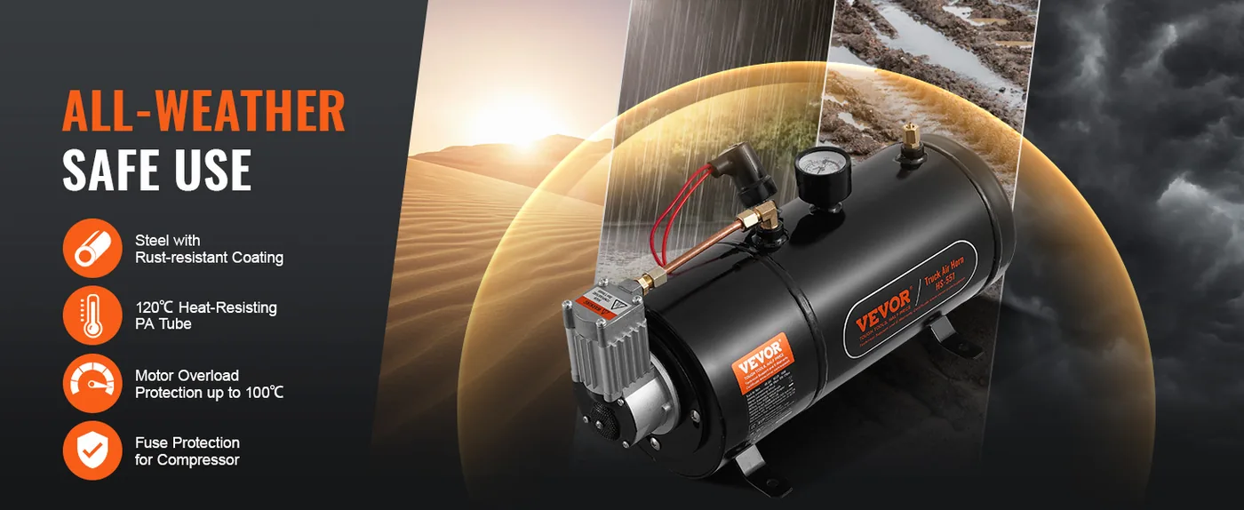 VEVOR 12V Air Compressor with Tank 0.8 Gallon/3 L feature 2