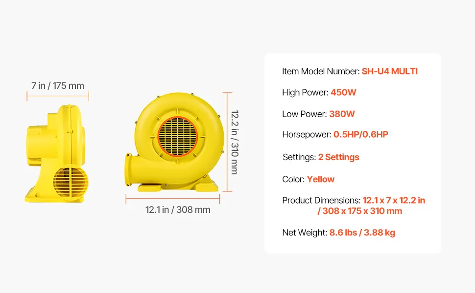 VEVOR Inflatable Blower 380W feature 5