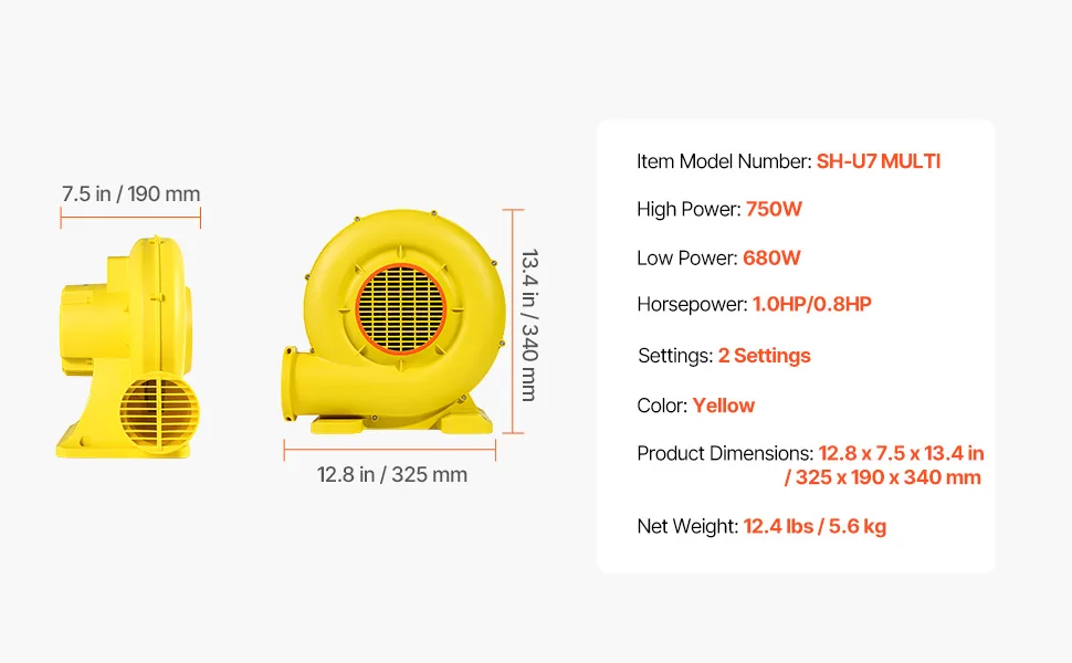 VEVOR Inflatable Blower 680W/750W feature 5