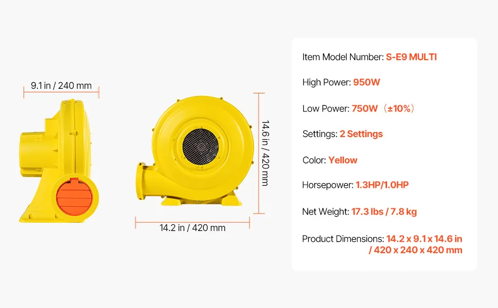 VEVOR Inflatable Blower 750W/950W feature 5
