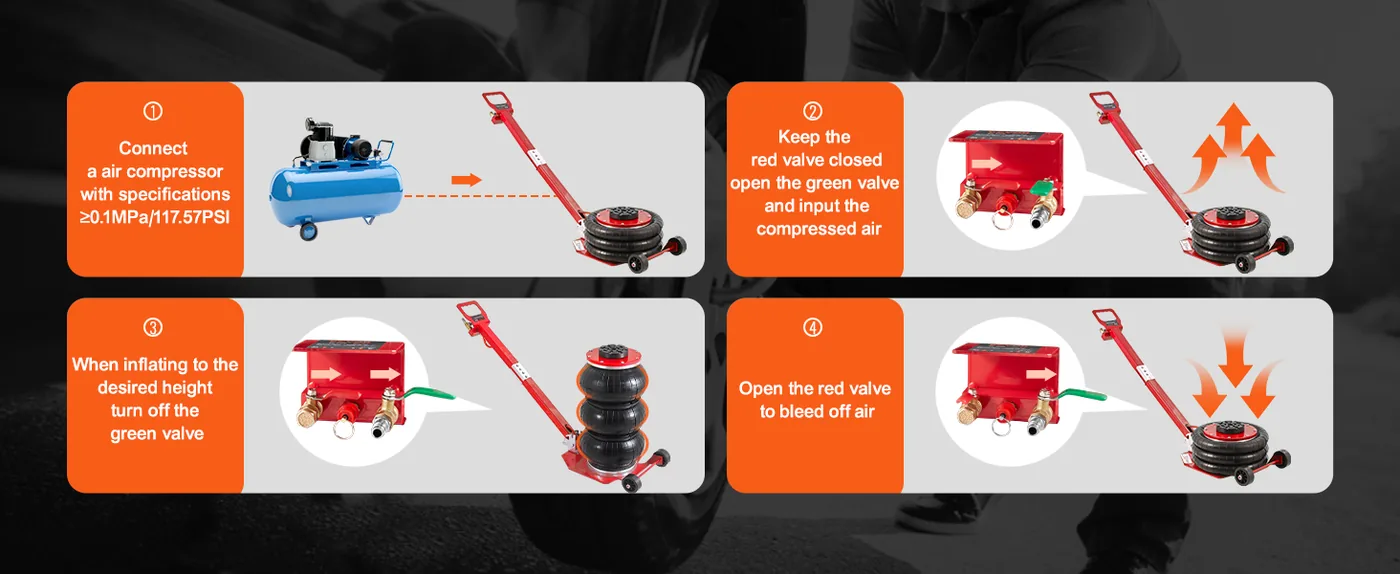 VEVOR Air Jack Adjustable Long Handle Red feature 4