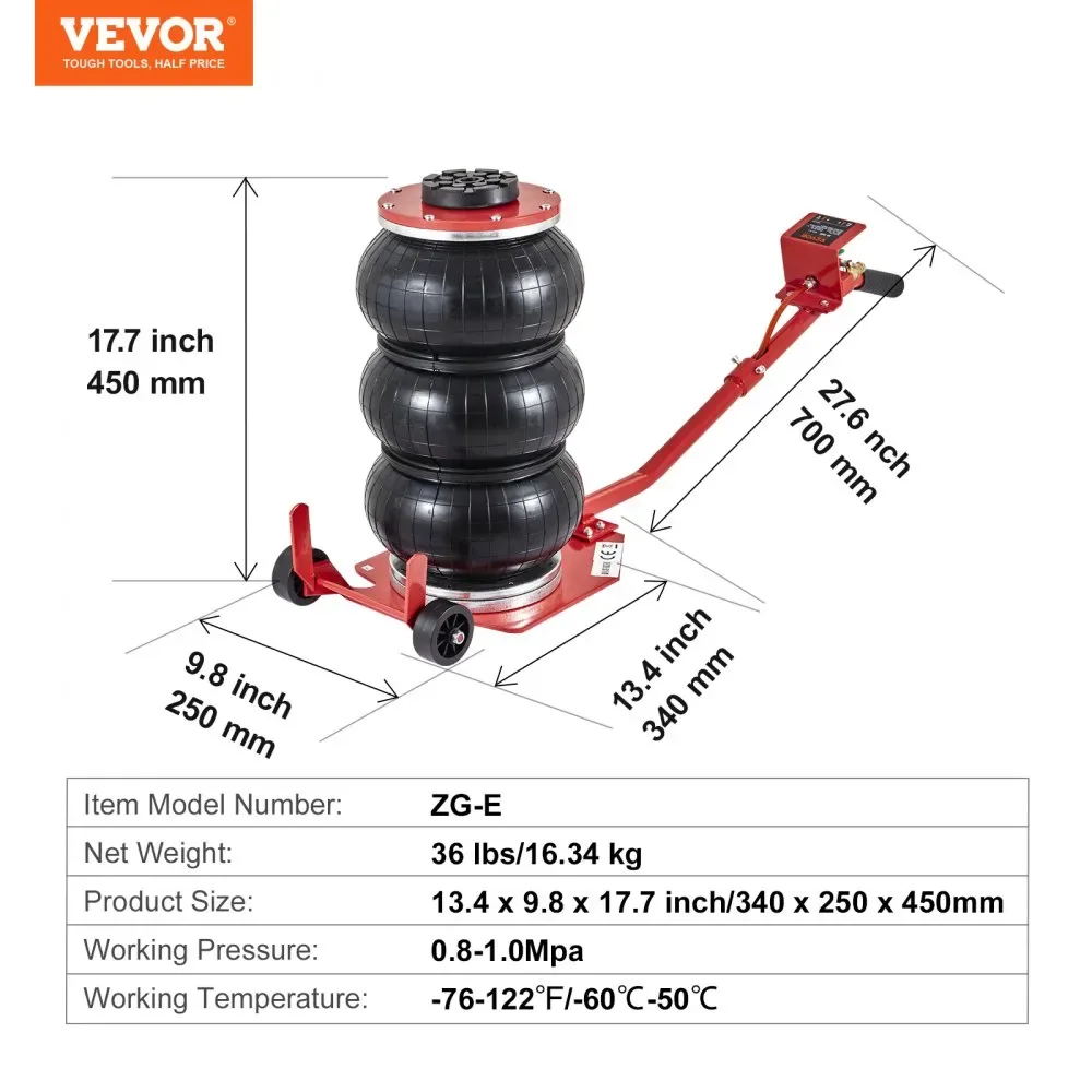 VEVOR Air Jack Fixed Long Handle Red product image 7