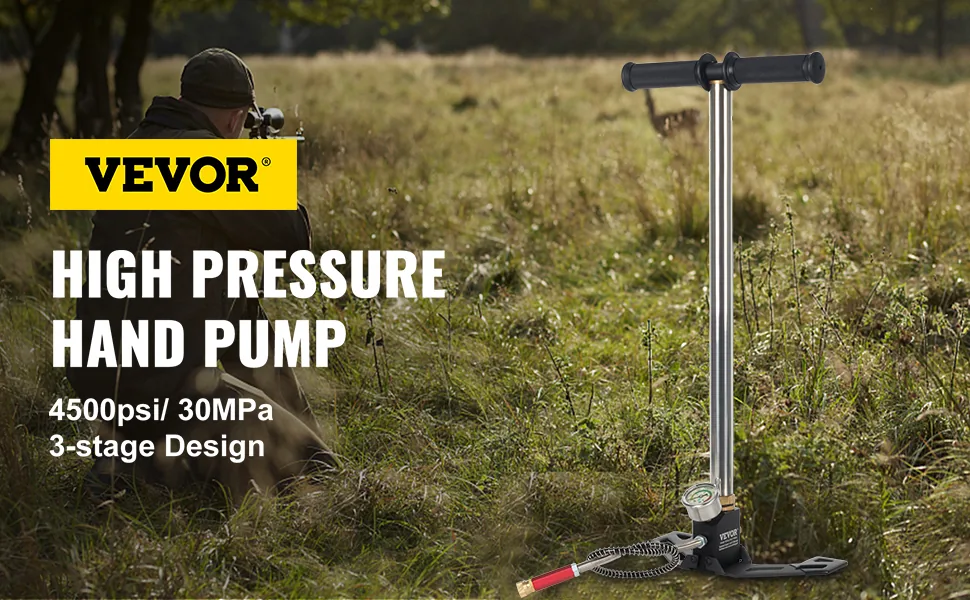 VEVOR Airgun PCP Pump 4500PSI High Pressure Hand Pump 3 Stag overview