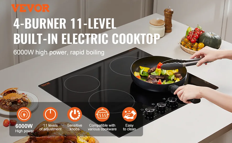 VEVOR Electric Cooktop 6000 W 4 overview