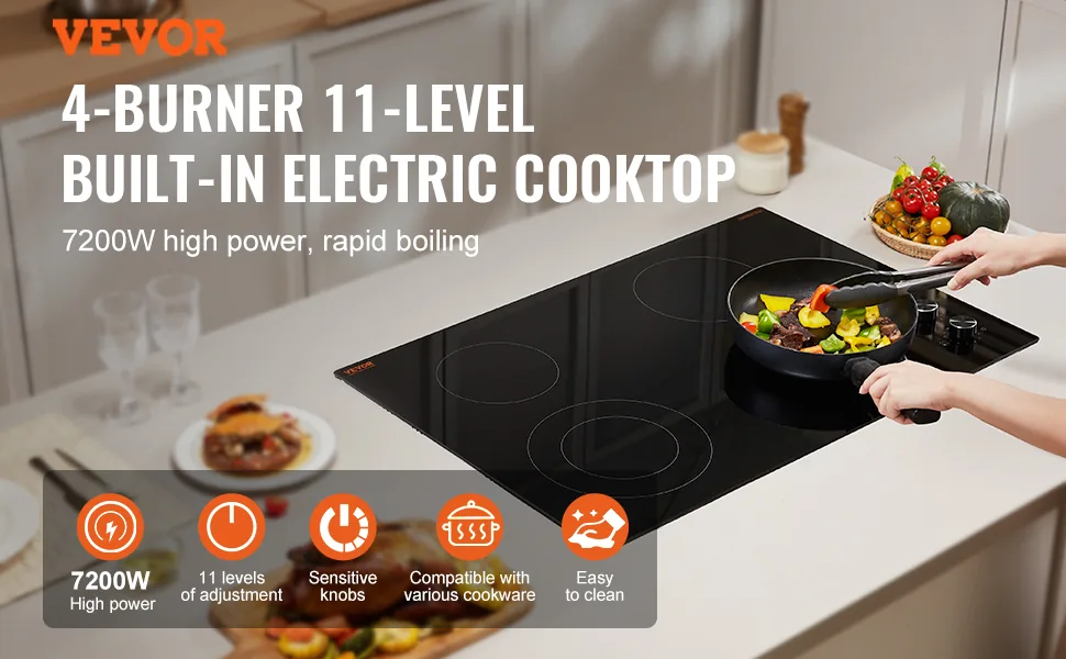 VEVOR Electric Cooktop 7200 W 4 overview