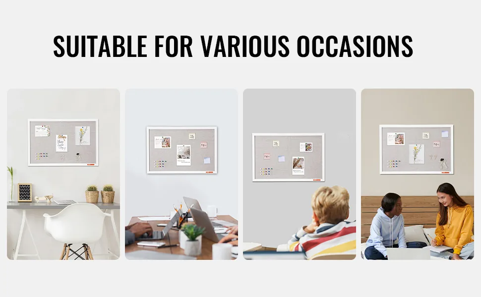 VEVOR 30"x20" White Cork Board with Linen Surface &ndash; Stylish feature 4