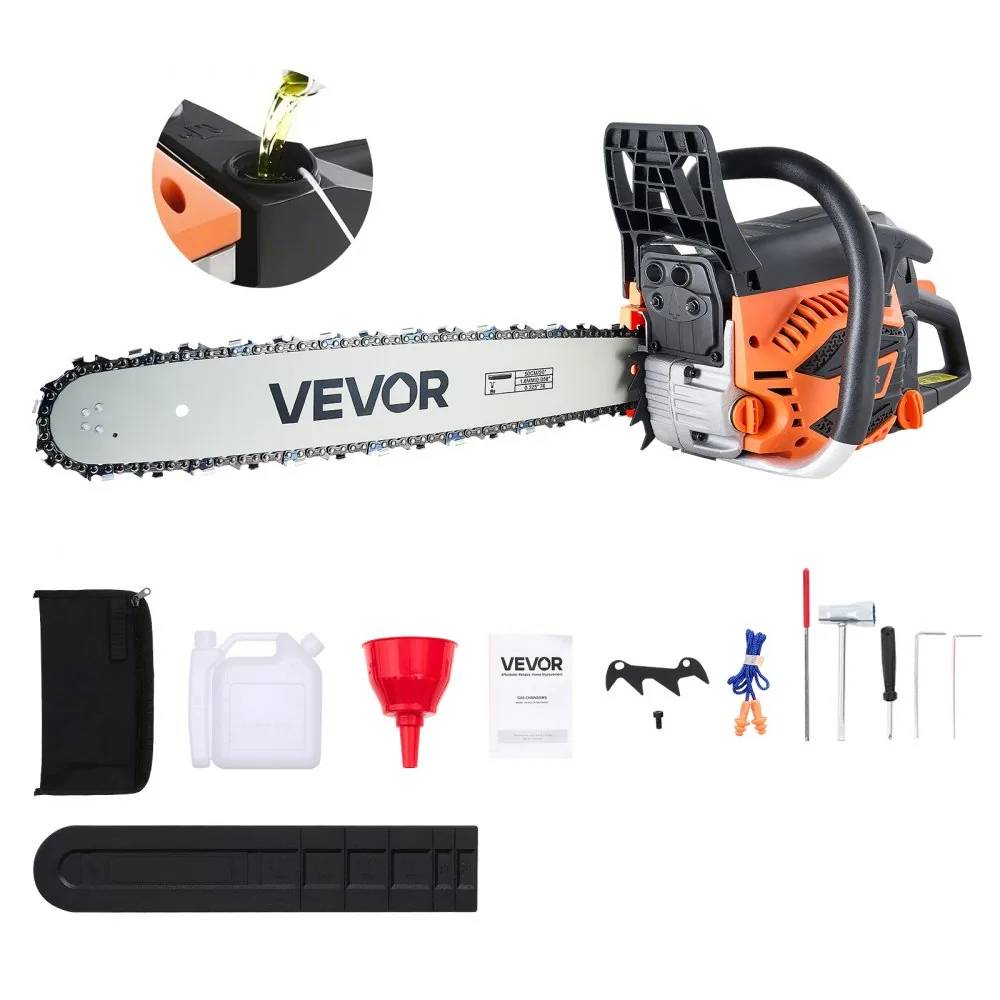 VEVOR 20 inch gas chainsaw front view