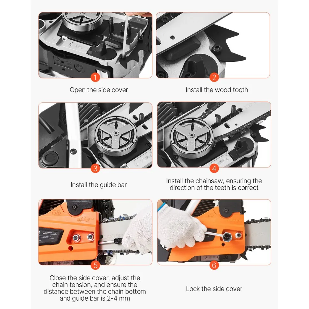 VEVOR gas chainsaw dimensions