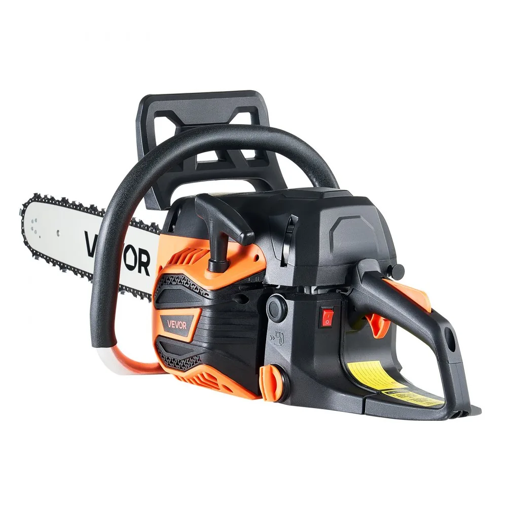 VEVOR chainsaw dual fuel tanks closeup