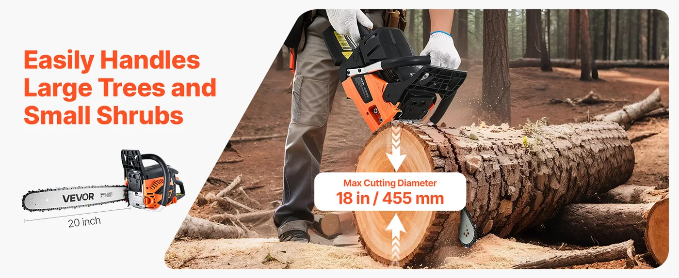 VEVOR 20 inch gas chainsaw for heavy cutting