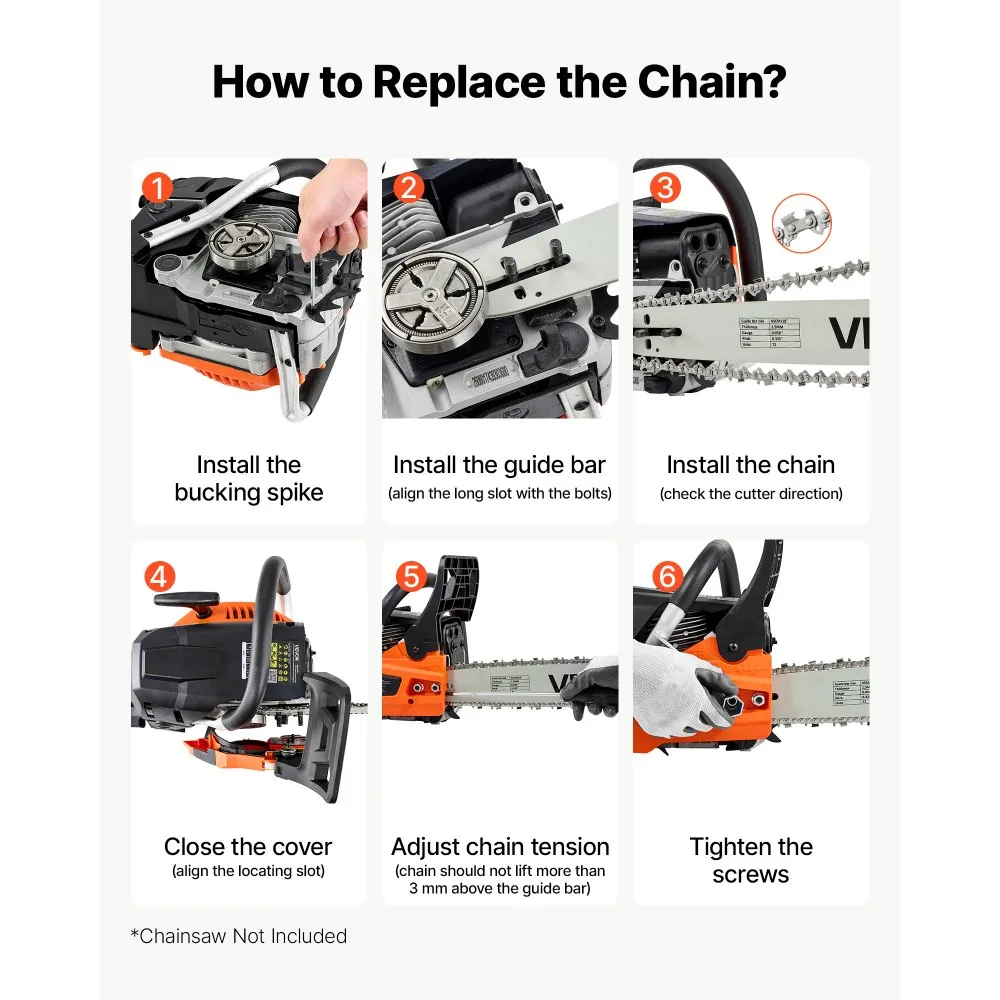 VEVOR 18 inch chainsaw bar dimensions