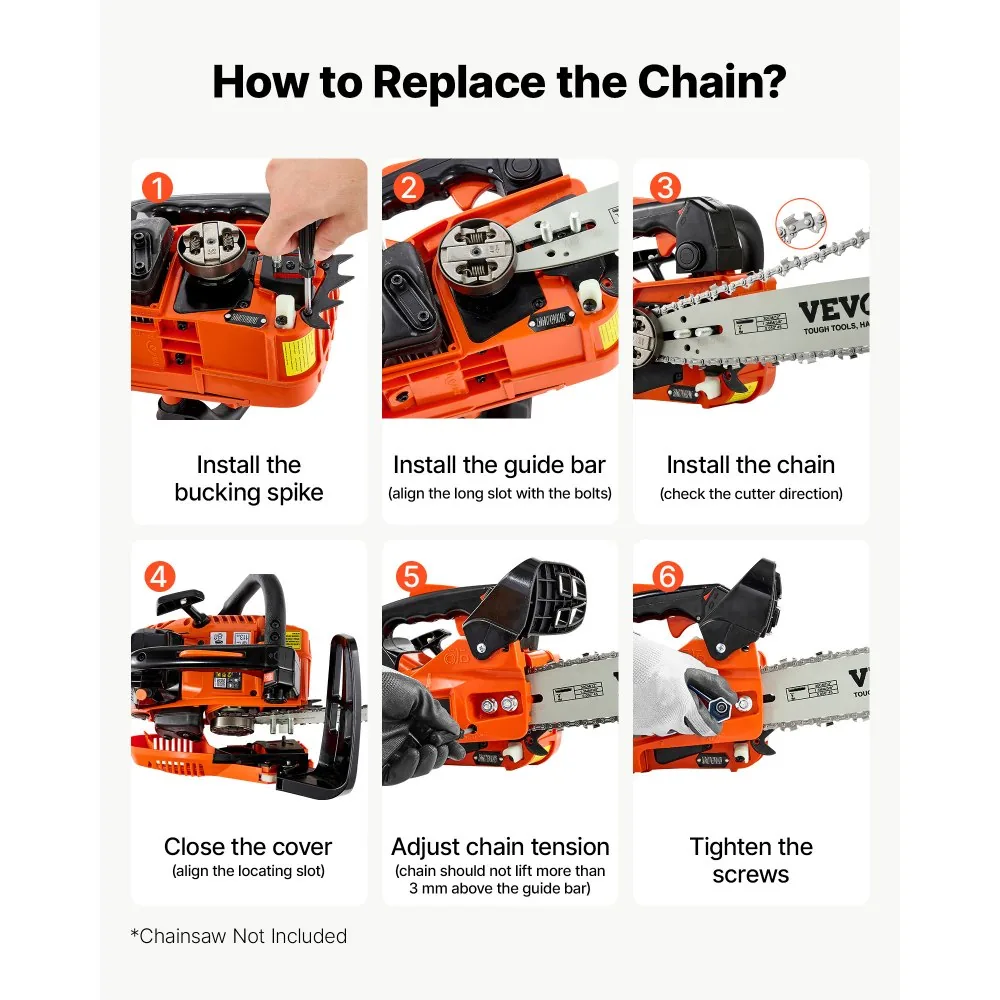 VEVOR 12 inch chainsaw bar dimensions