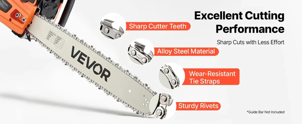 VEVOR 20 inch saw chain 0.325" pitch 0.058" gauge specs