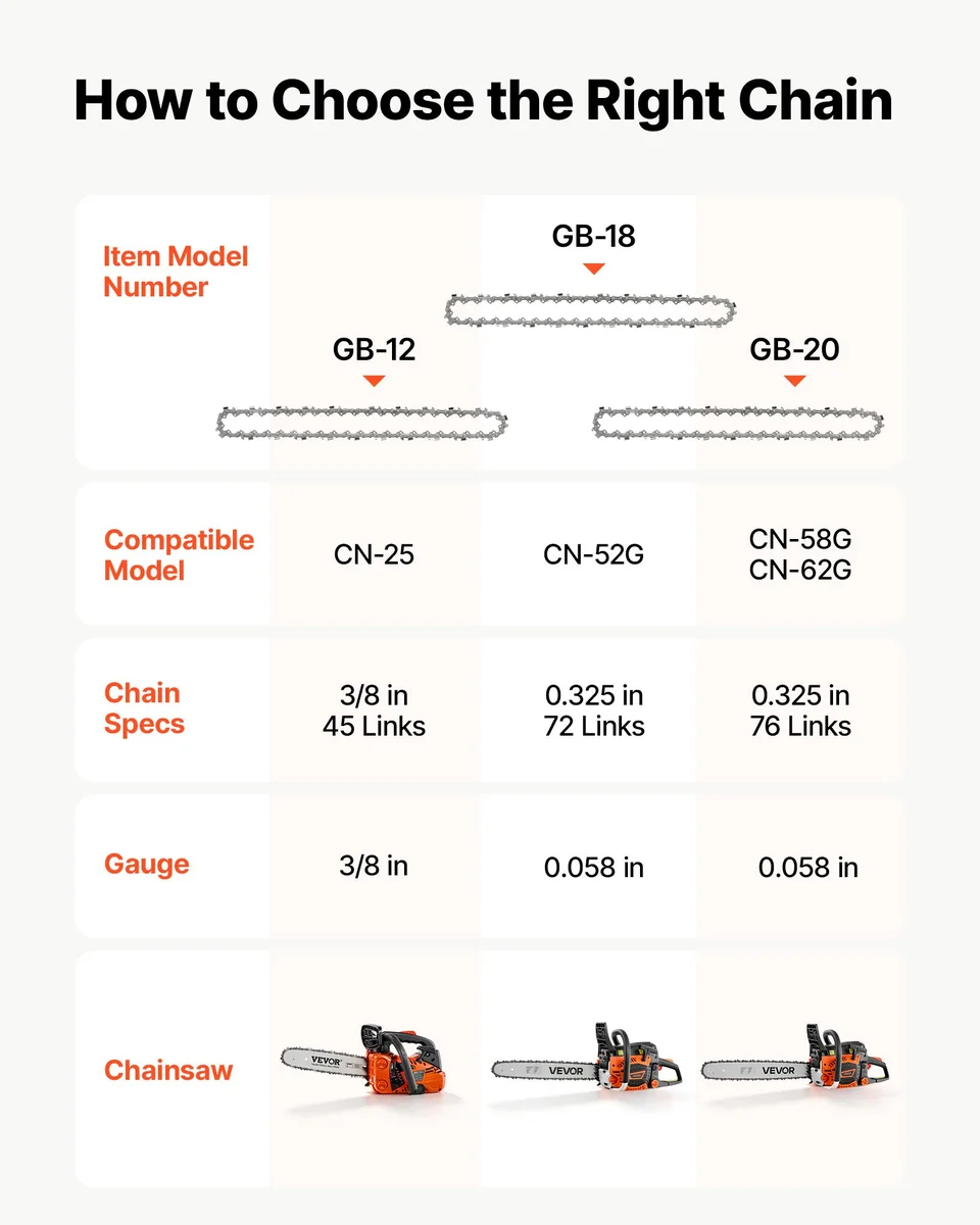VEVOR 12 inch chainsaw chain forged alloy steel
