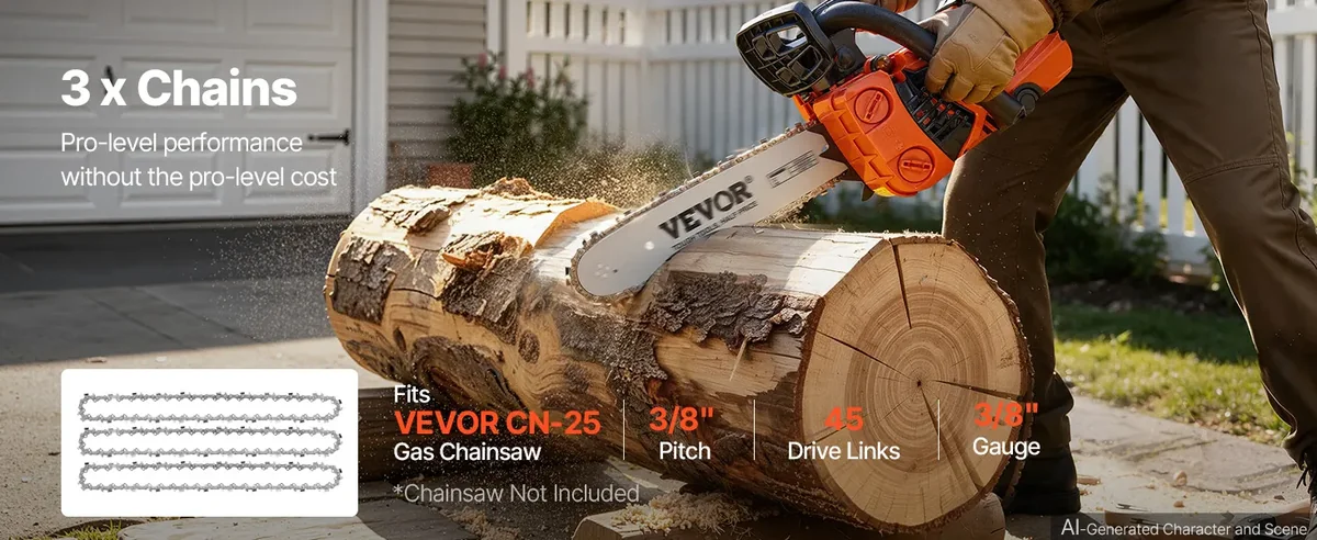 VEVOR 12 inch chainsaw chain 3 pack overview