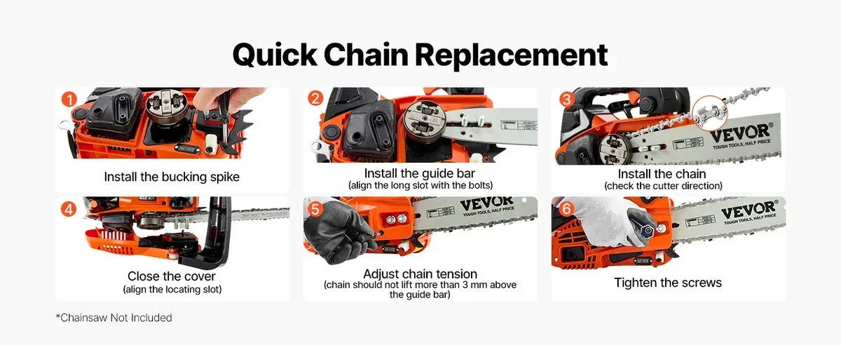 VEVOR 12 inch chainsaw chain forged alloy steel
