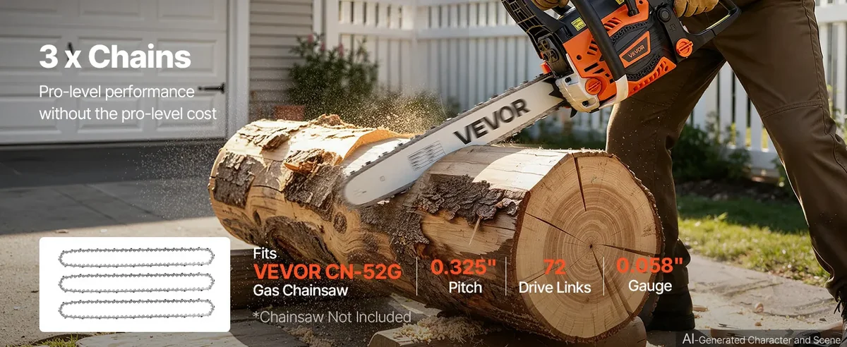 VEVOR 18 inch chainsaw chain 3 pack overview