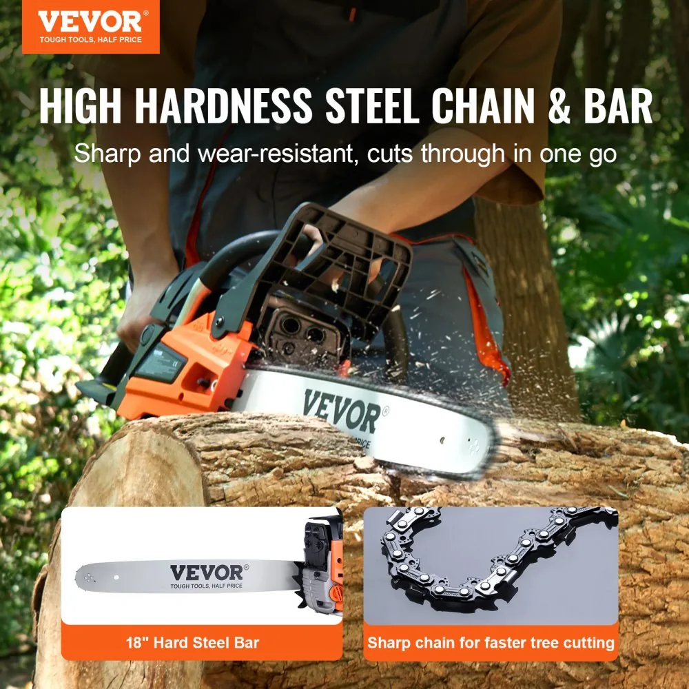 VEVOR 52CC 18 in Gas Chainsaw 2.55 HP Gasoline Powered in use