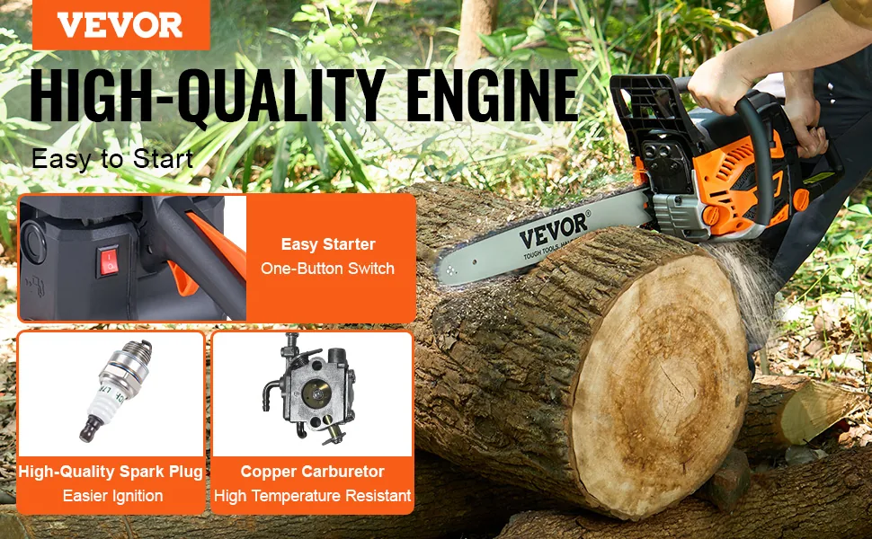 VEVOR 52CC 18 in Gas Chainsaw 2.55 HP Gasoline Powered overview