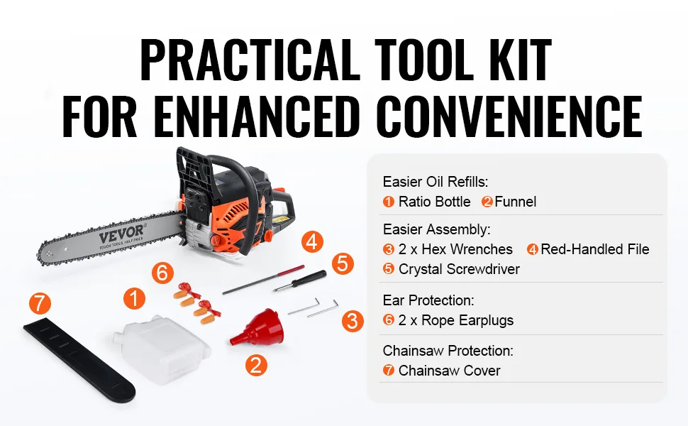 VEVOR 52CC 18 in Gas Chainsaw 2.55 HP Gasoline Powered engine power detail 3