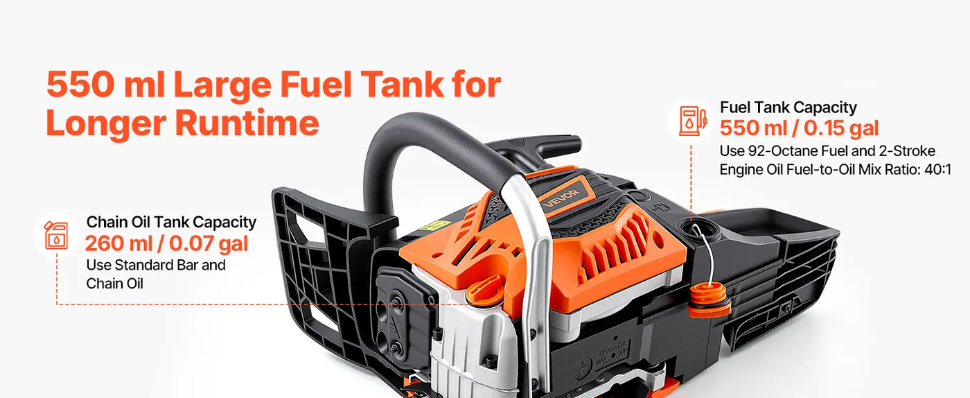 VEVOR gas chainsaw product details