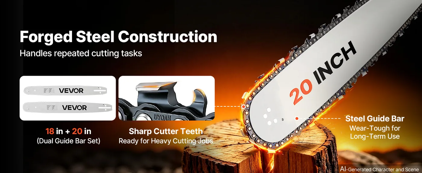 VEVOR 18 & 20 in 58cc Gas Chainsaw 3.22HP Selection Guide