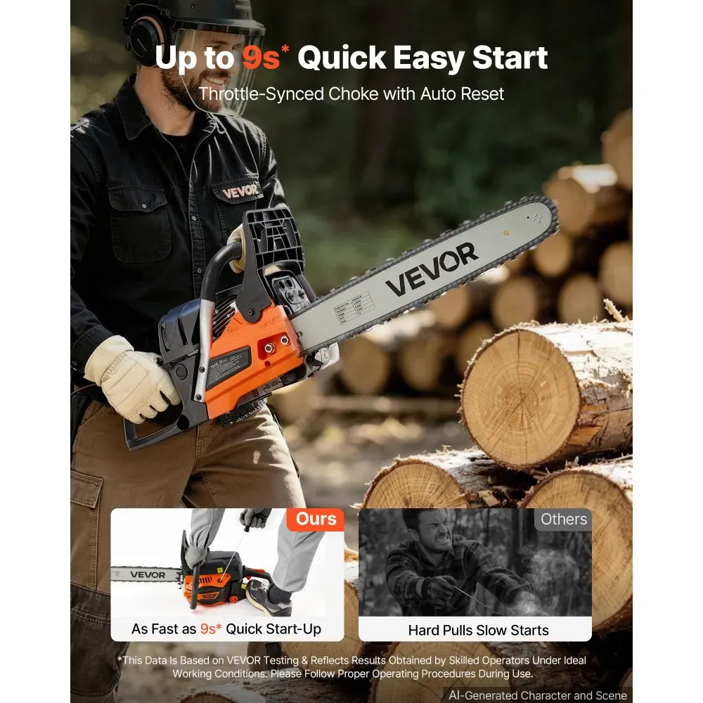 VEVOR 52cc 2 stroke chainsaw engine detail