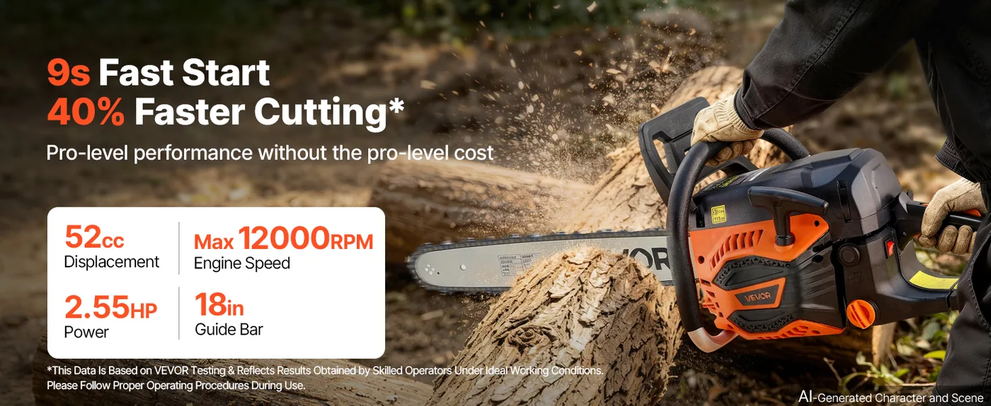 VEVOR 18-inch gas chainsaw overview