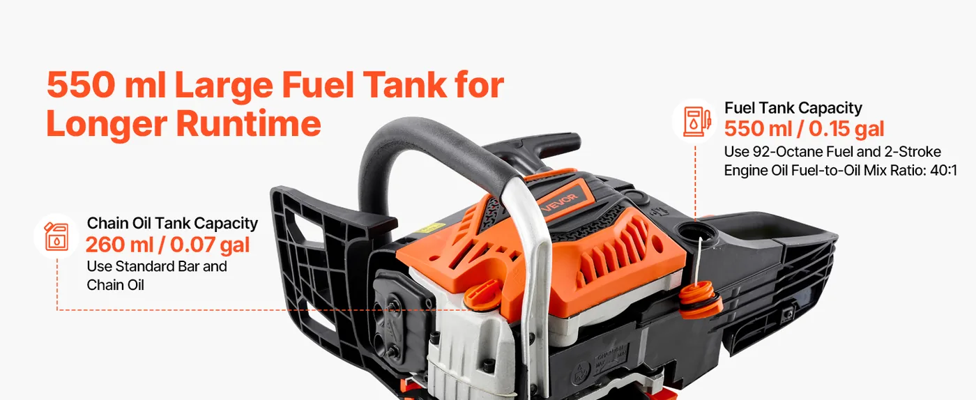 VEVOR gas chainsaw product details