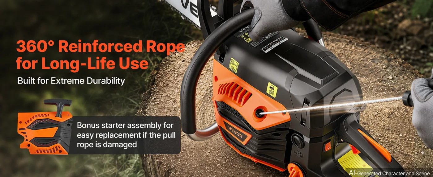 VEVOR 18 in 52cc Gas Chainsaw 2.55HP Quick & Easy Start