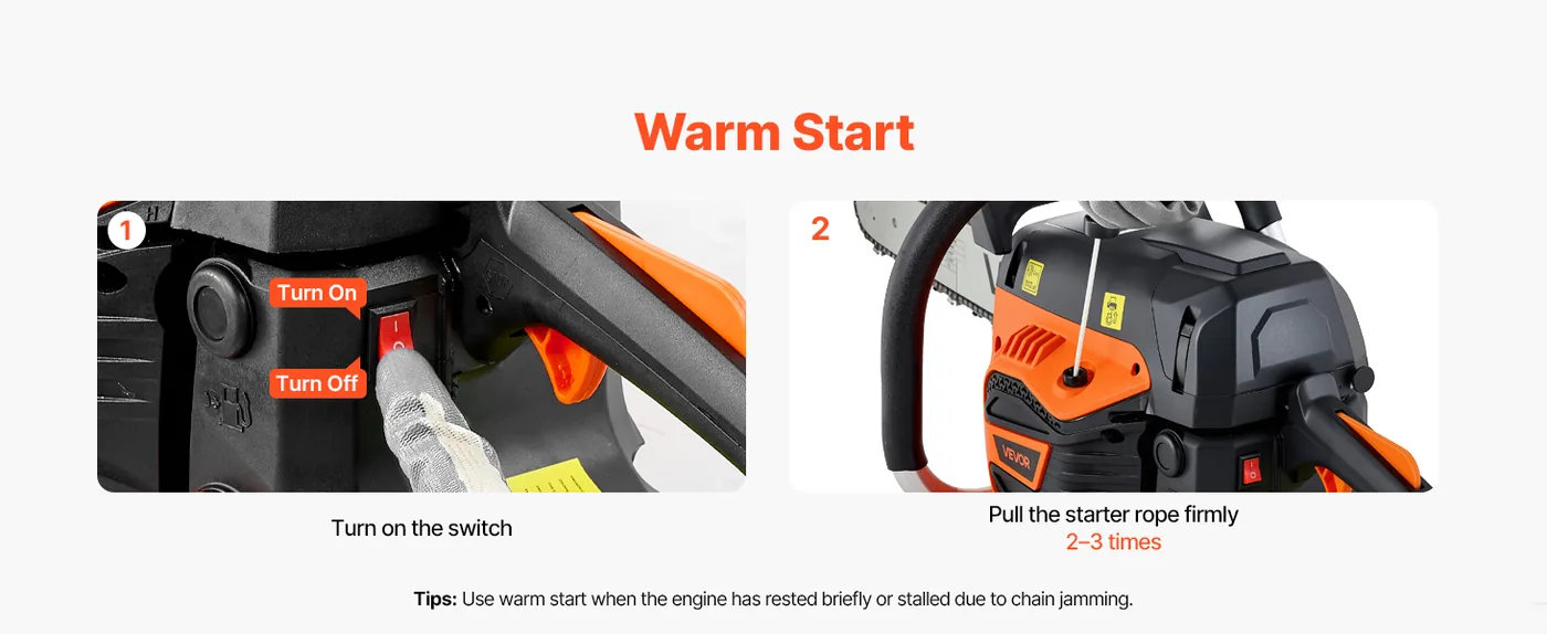 VEVOR 18 in 52cc Gas Chainsaw 2.55HP Quick Installation