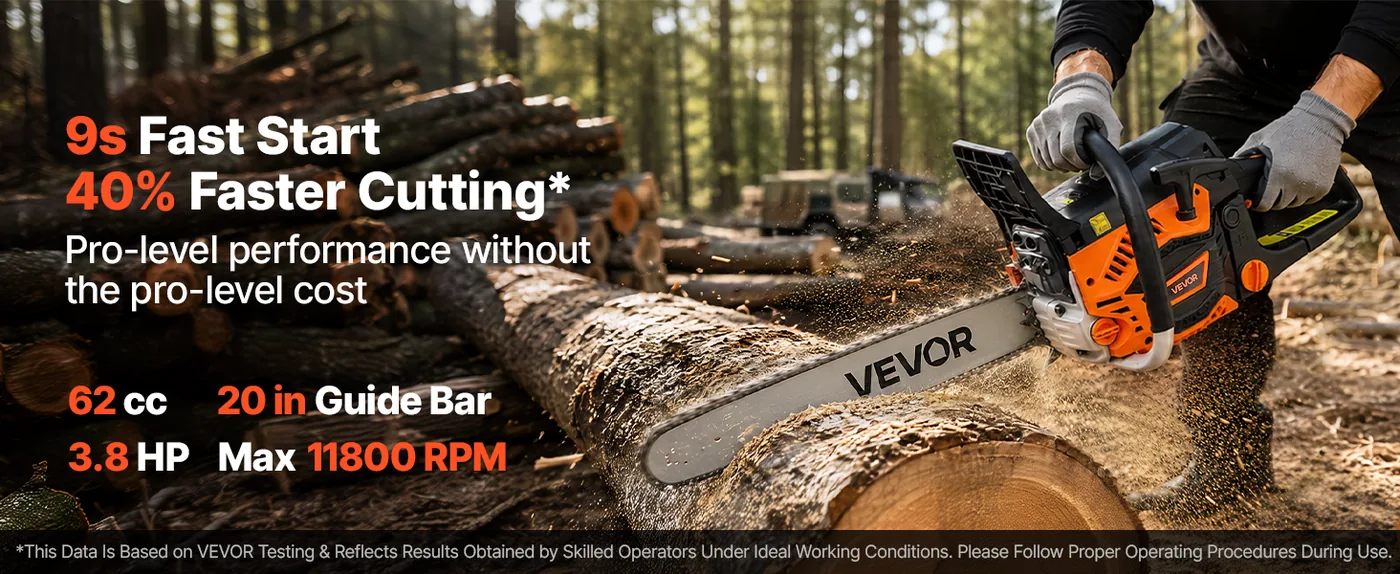 VEVOR 20- and 22-inch gas chainsaw overview