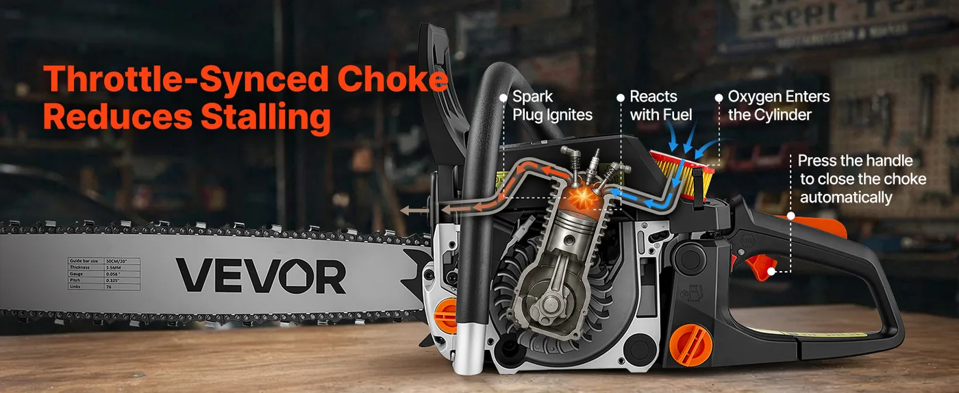 VEVOR 20 & 22 in 62cc Gas Chainsaw 3.8HP Reasons to Choose