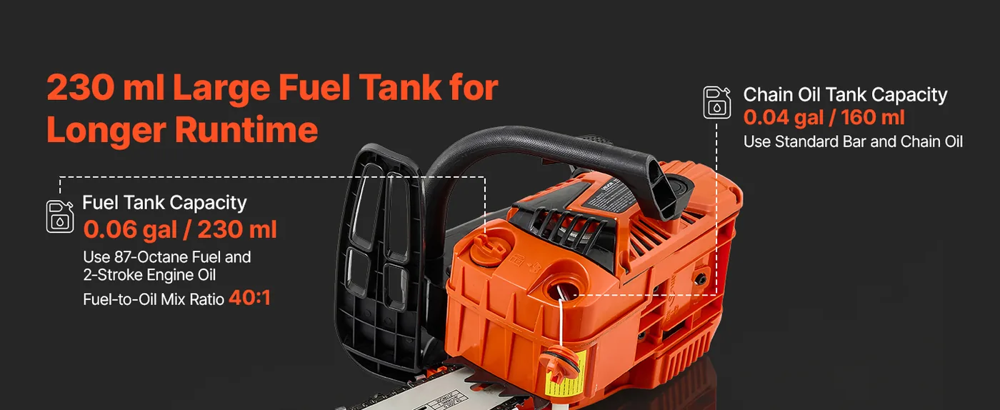 VEVOR gas chainsaw product details