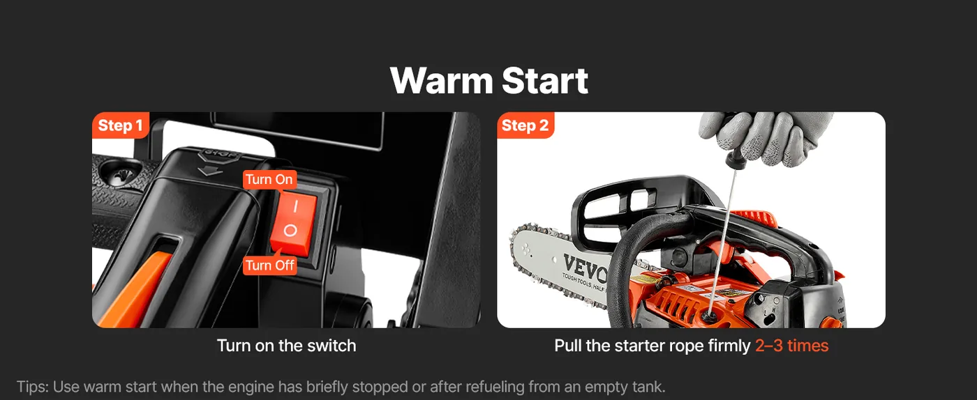 VEVOR 12 in 25.4cc Gas Chainsaw 1HP Quick Installation