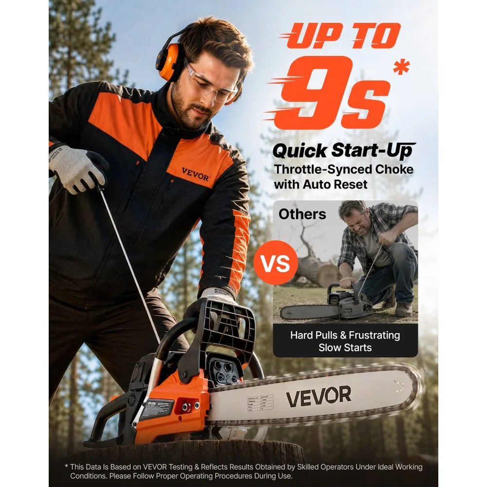 VEVOR 62cc 2 stroke chainsaw engine detail