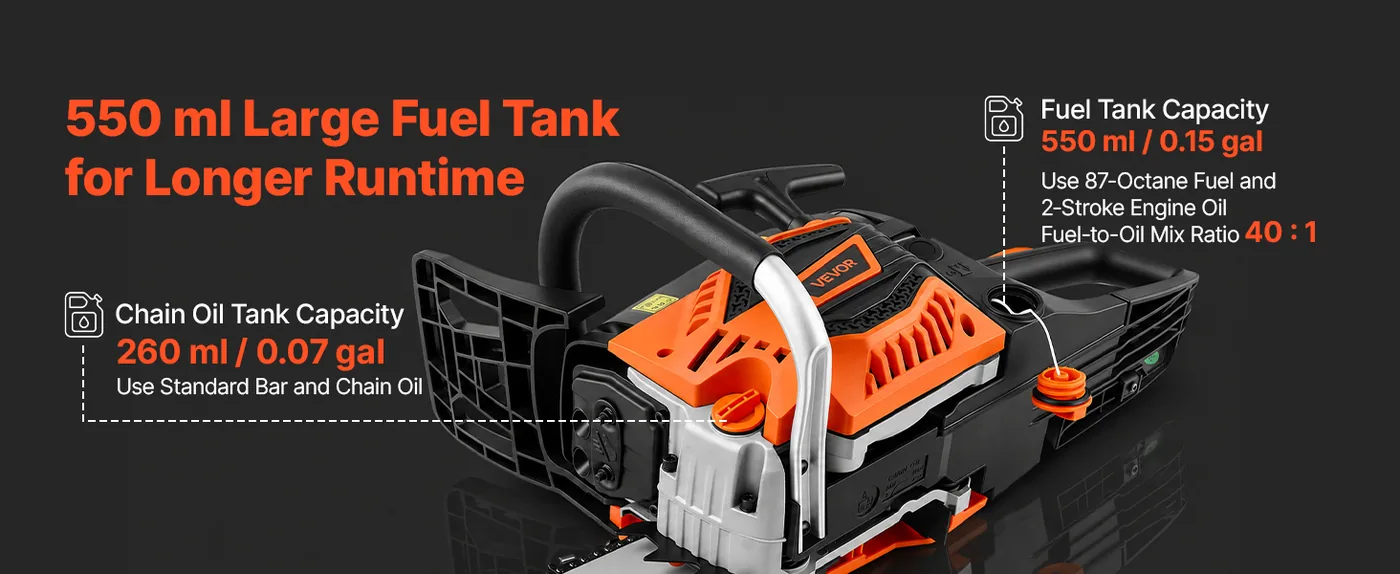VEVOR gas chainsaw product details