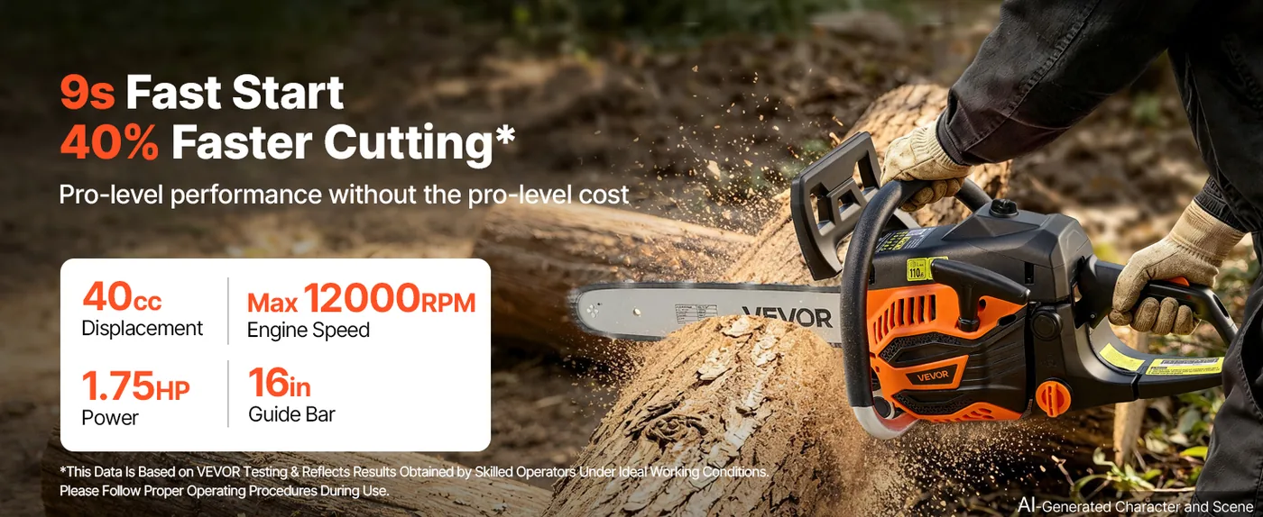 VEVOR 16-inch gas chainsaw overview